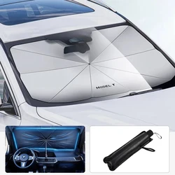 For Tesla Model Y Model 3 Model X Model S Roadster Car Windshield Sun Shade UV Ray Reflector Umbrella Auto Interior Accessories