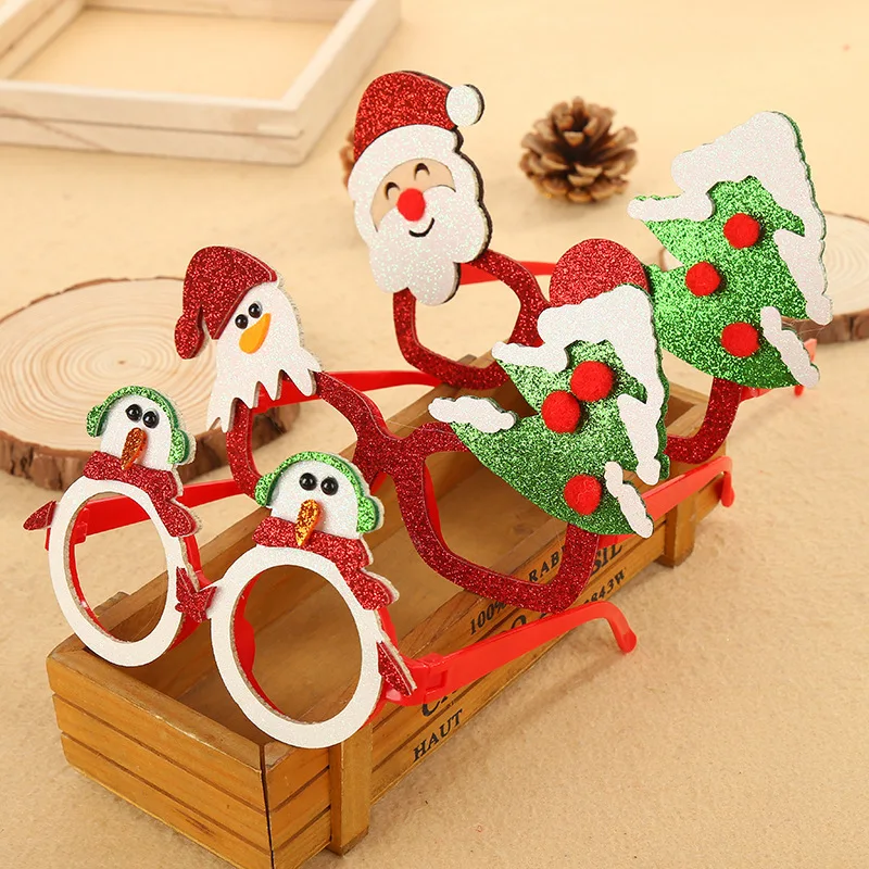 Kids Christmas Glasses Plastic Decorative Xmas Party Costume Accessory Photo Props Cosplay Party Decoration