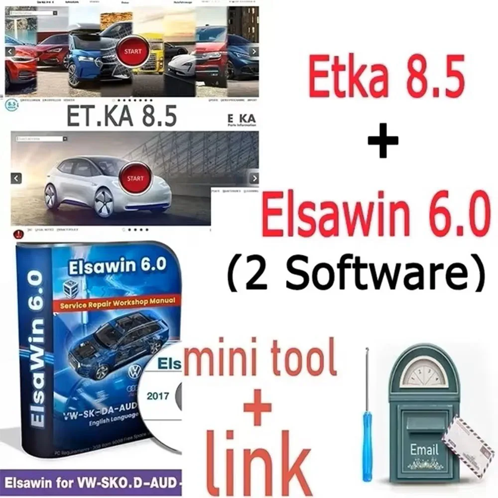 Newest ELSAWIN 6.0+ Etka 8 .3 for A-udi for V-W Auto Repair Software Group Vehicles Electronic Parts Catalog free help install 