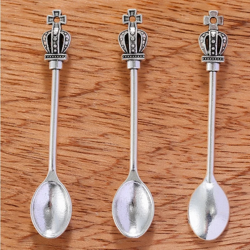 Talheres Colher Garfo e Faca de Jantar Encantos, Descobertas Jóias DIY, Pingentes para Colar, Fazer Jóias, 5 Cores, 60x7mm, J491, 5Pcs