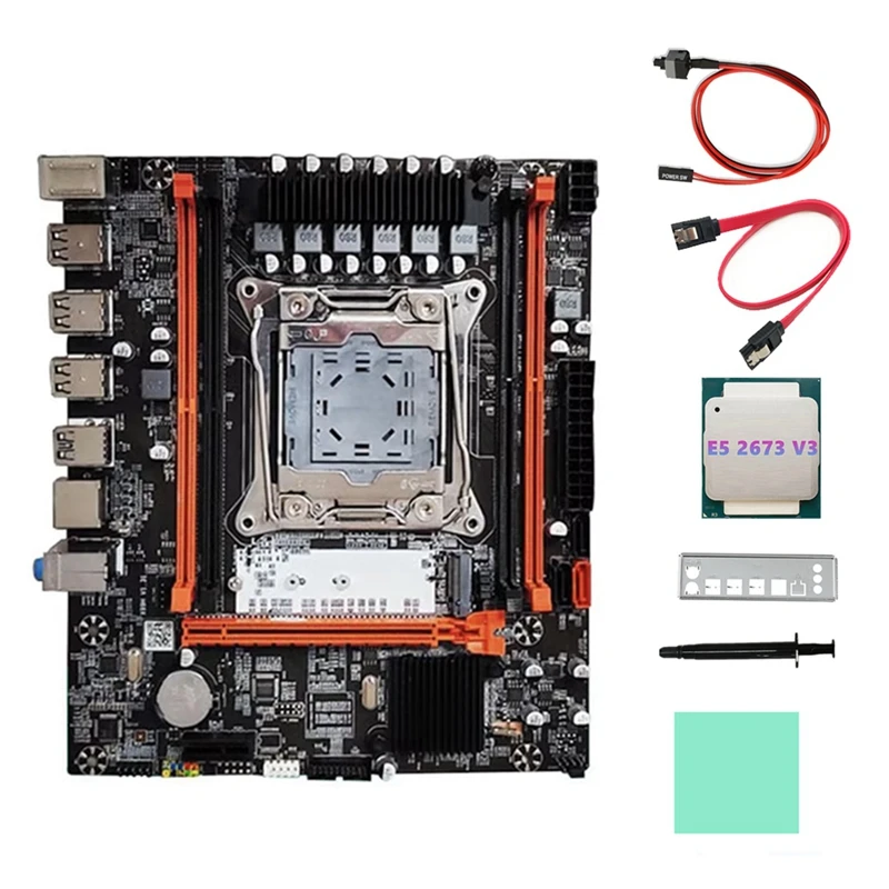 X99H Desktop Motherboard+E5 2673 V3 CPU+Thermal Grease LGA2011-V3 B85 DDR3X4 ECC Slot M.2 NVME PCI-E 3.0 X16