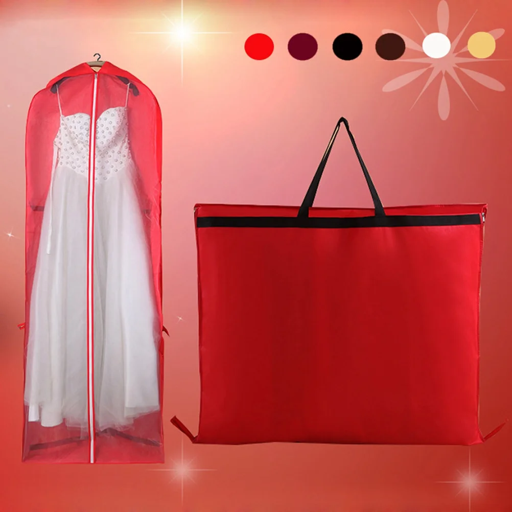 

Garment Cover 180Cm Red Dust Proof Anti Static Water Resistant Clothes Protector For Wedding Dress Long Gowns Storage Travel