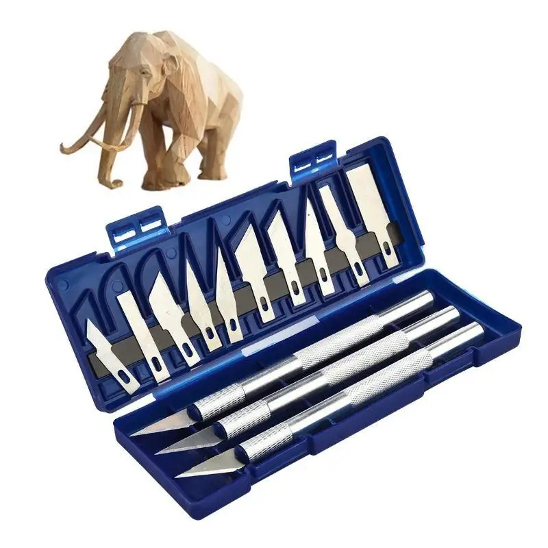 13PCS Precision Cutter Set Exacto Hand Tool Craft Hobby Paper Cut Carving Aluminum Alloy Blades DIY with Box