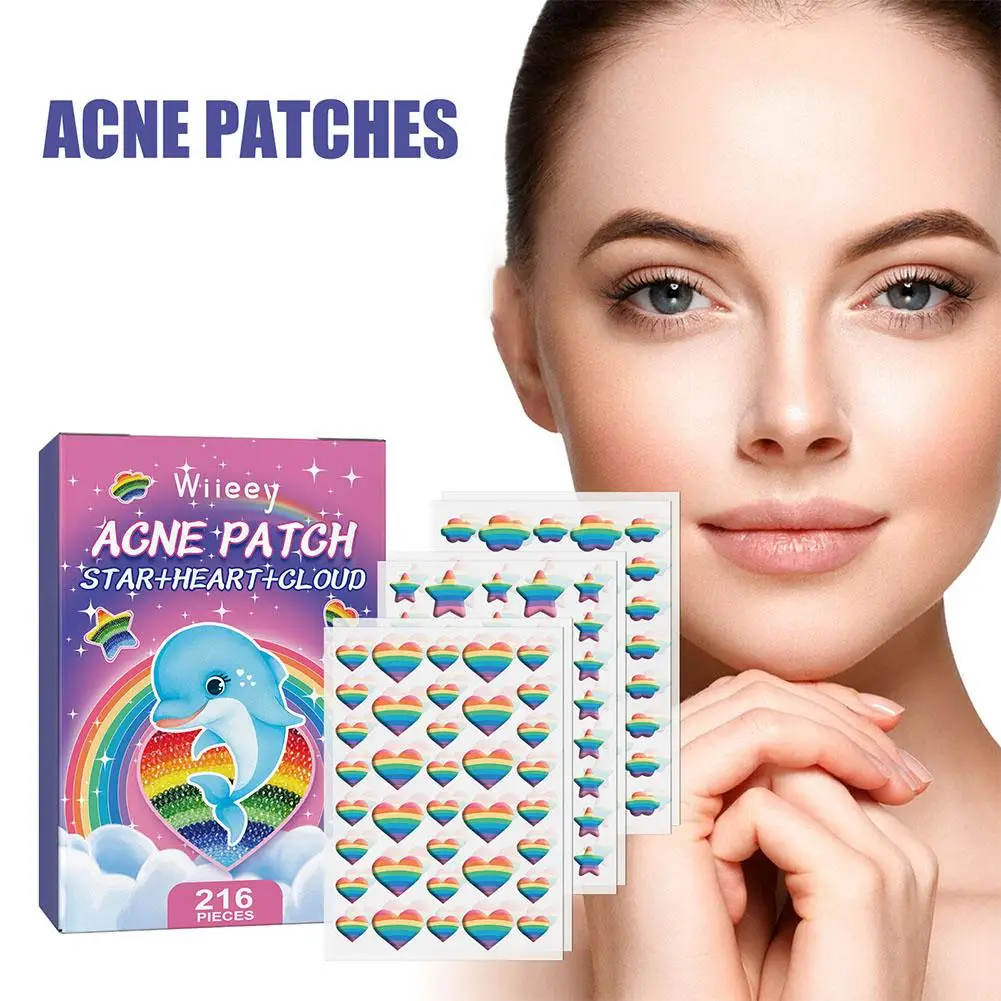 216patches Colorful Laser Invisible Acne Removal Pimple Pimple Patch Acne Spot Care Acne Beauty Sticker Concealer Face Scar X7d1