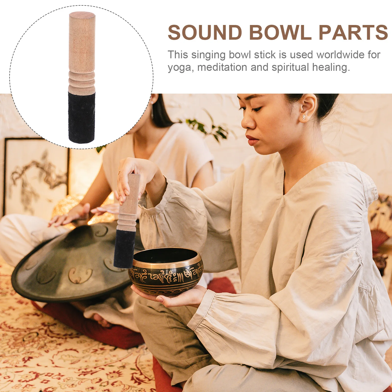 

Singing Bowl Stick Sound Bowl Wooden Mallet Handmade Nepal Tibetan Yoga Meditation Gifts Practical Percussion Part Accessories