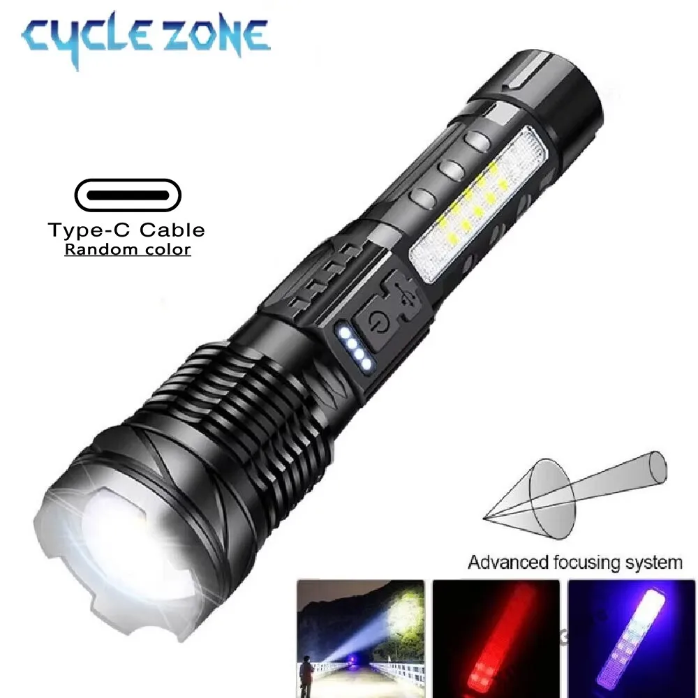 XHP50 Flashlight Zoomable Flashlight Powerful Handheld Lighting Night Work Emergency Torch for Outdoor Camping Fishing Lantern