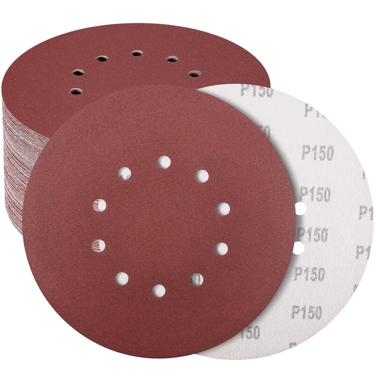 

50 PCS 9-Inch 10-Hole Hook-and-Loop Sanding Discs, 120 Grit for Drywall, Wood, Metal & Ceiling Prep
