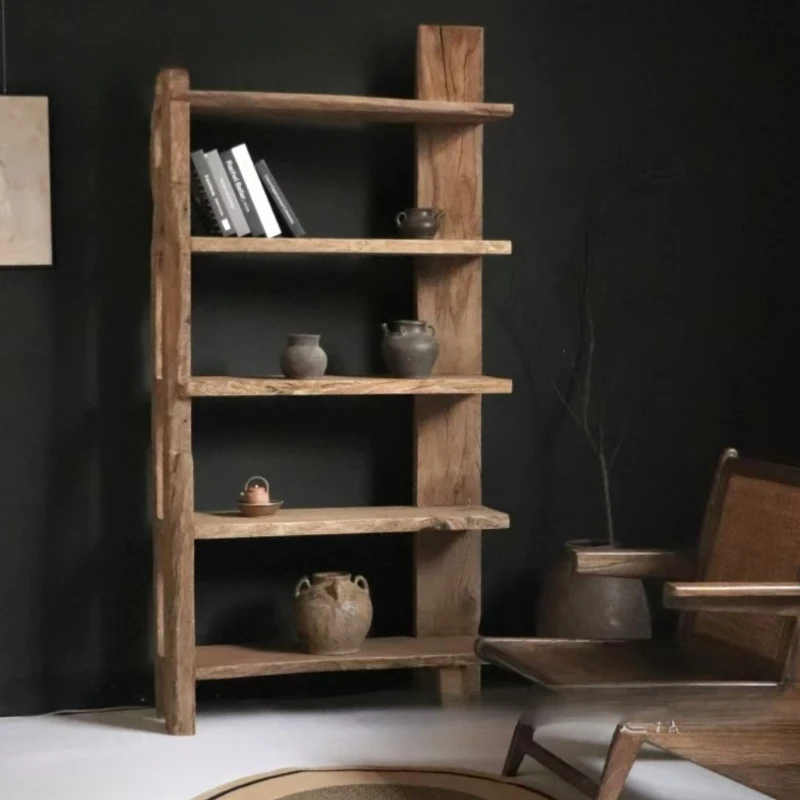 

Bookshelf Retro solid wood Bogu shelf Cafe B & B study wall display