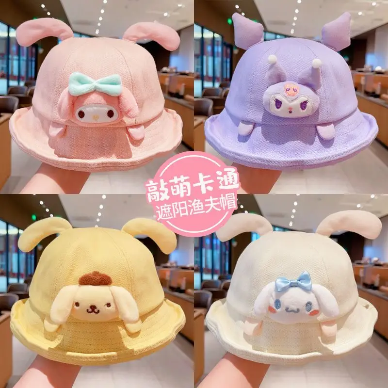 Sanrio Kuromi cinnamoroll children\'s fisherman hat spring and autumn girl cartoon hat cute all-match sunscreen sun hat