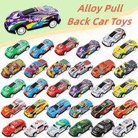 Kids Alloy Pull Back Car Toys Mini City Cartoon Inertia Racing Car Model Diecast Vehicle For  Boys Girls Birthday Xmas Gift