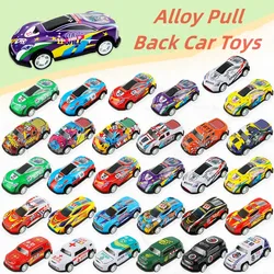 Kids Alloy Pull Back Car Toys Mini City Cartoon Inertia Racing Car Model Diecast Vehicle For  Boys Girls Birthday Xmas Gift