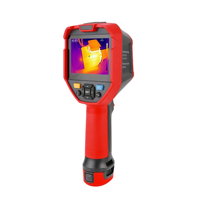 Resolução 256x192 do termovisor infravermelho UNI-T UTi260E; medição de temperatura visual do aquecimento de piso/placa/motor