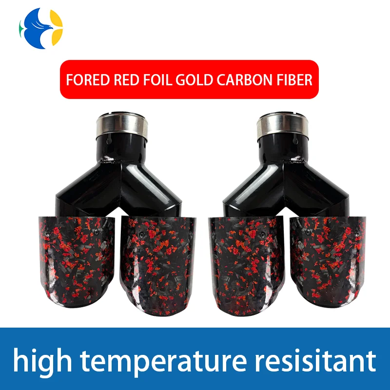 

1 pcs AK Logo Dual Carbon Fiber + Stainless Steel Universal Carbon Fiber Exhaust Tips End Pipes Muffler Tips