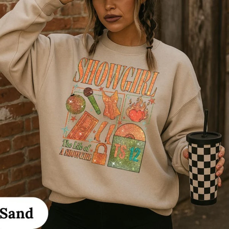 Showgirl Era Crewneck Sweatshirt New Album Merch Life of A Showgirl L Showgirl Life Crewneck | Winter Clothes Women Y2k Clothes