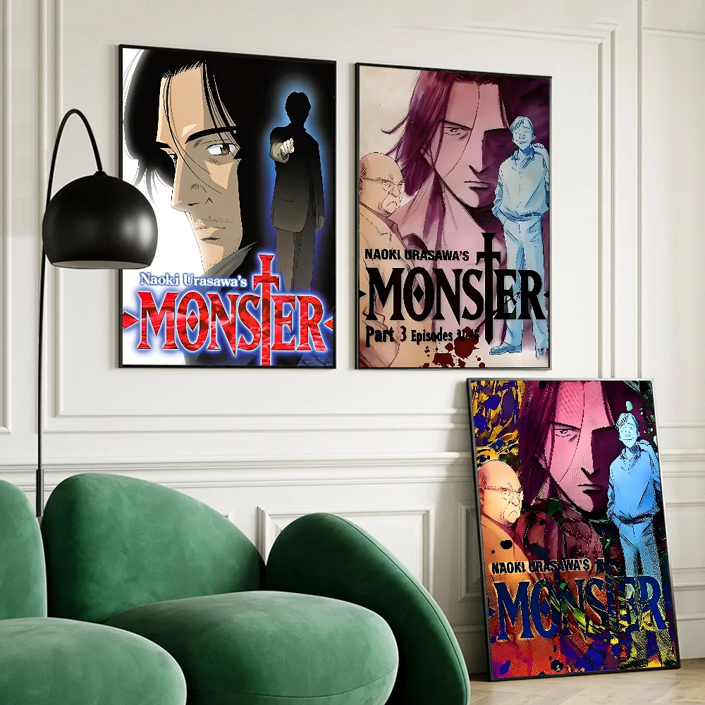 N-Naoki U-Urasawa S Monster Whitepaper Poster Waterproof Paper Sticker Coffee House Bar Aesthetic Art Wall Painting