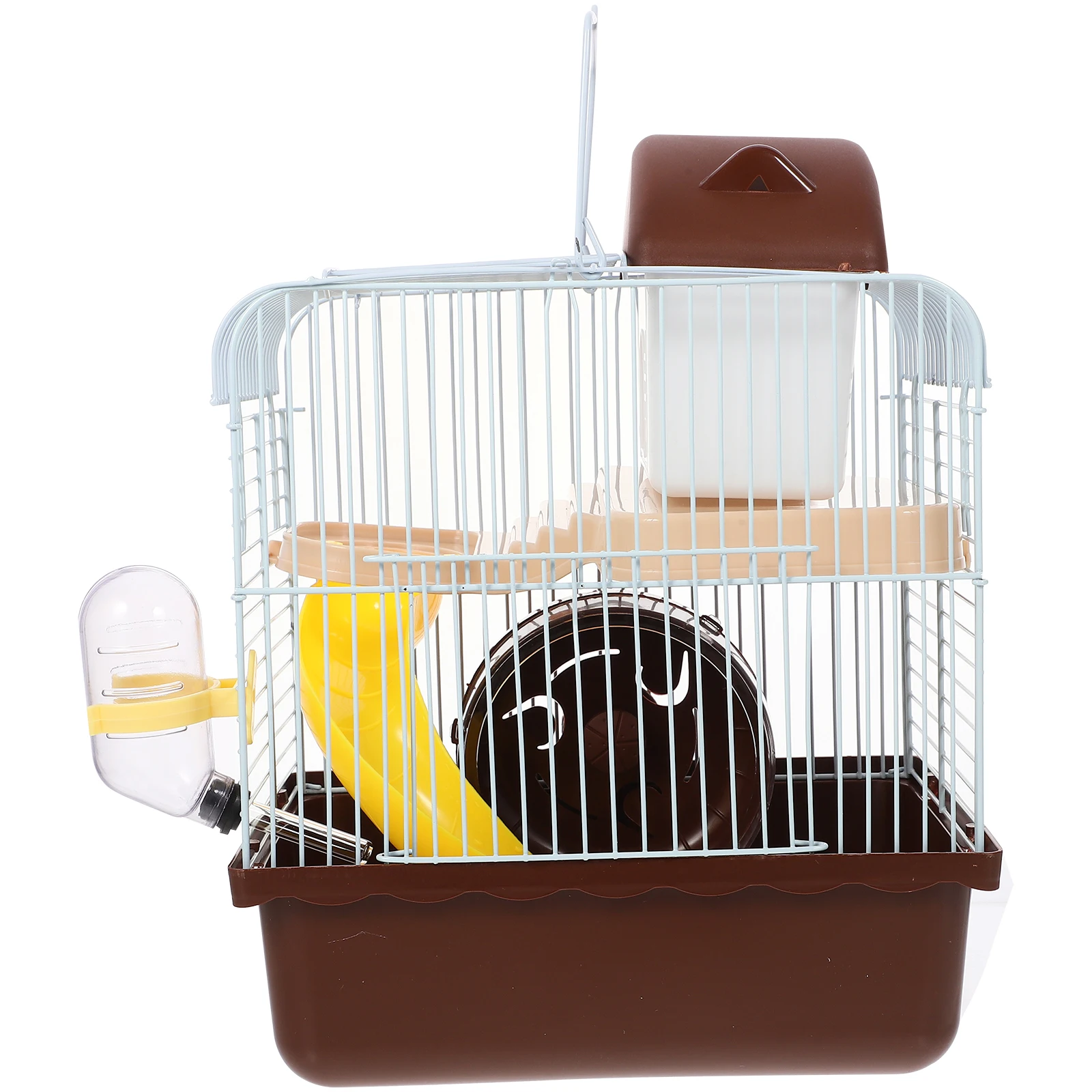 

Hamster Cage Double Layer Slide Portable Brown Acrylic Small Pets Chinchilla Villa Cage Running Wheel Leakproof Water