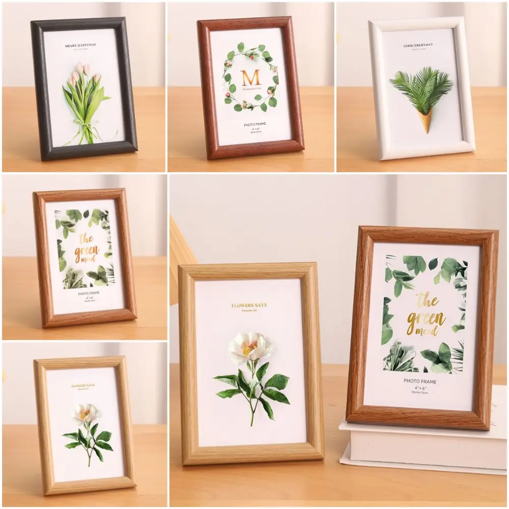 

6inch/8inch Photo Frame Circular Wood Desktop Ornament Picture Display Frame Multicolor Accessories Picture Frame Stand