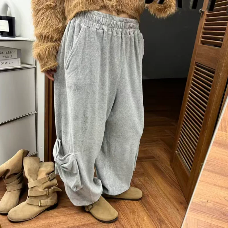 Pantaloni casual comodi a gamba larga da donna Autunno Inverno Nuovi pantaloni dimagranti Sle Chic con bootcut a vita alta Big Kets