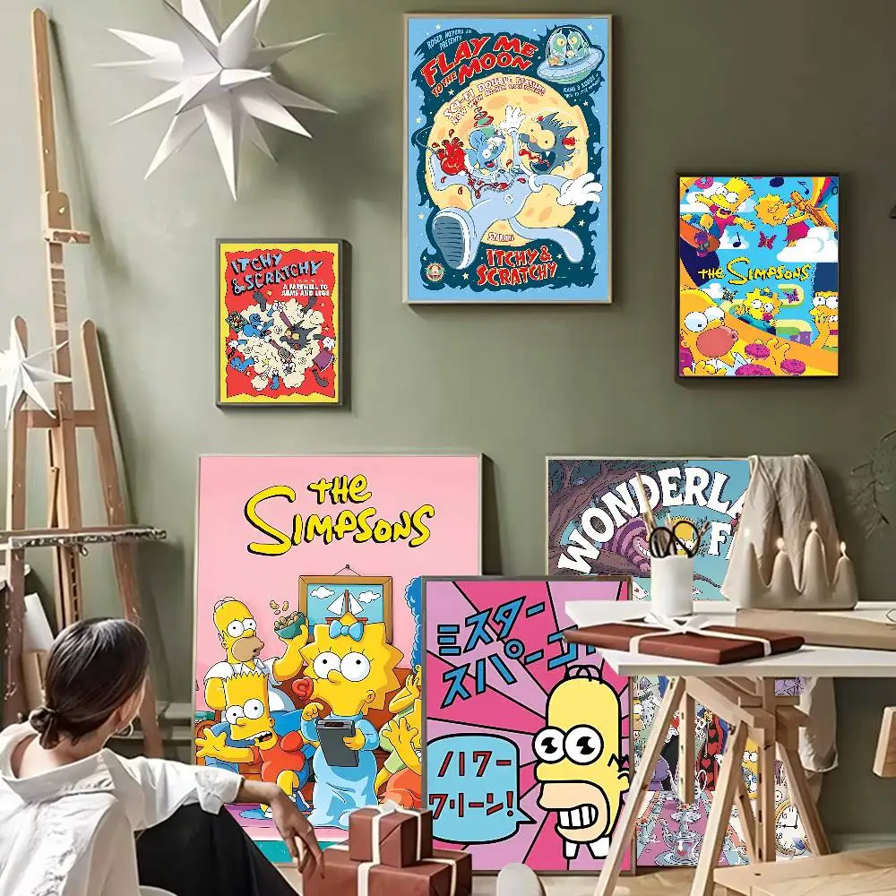 Adult Animation S-Simpsons Classic Vintage Posters HD Quality Wall Art Retro Posters for Home Room Wall Decor