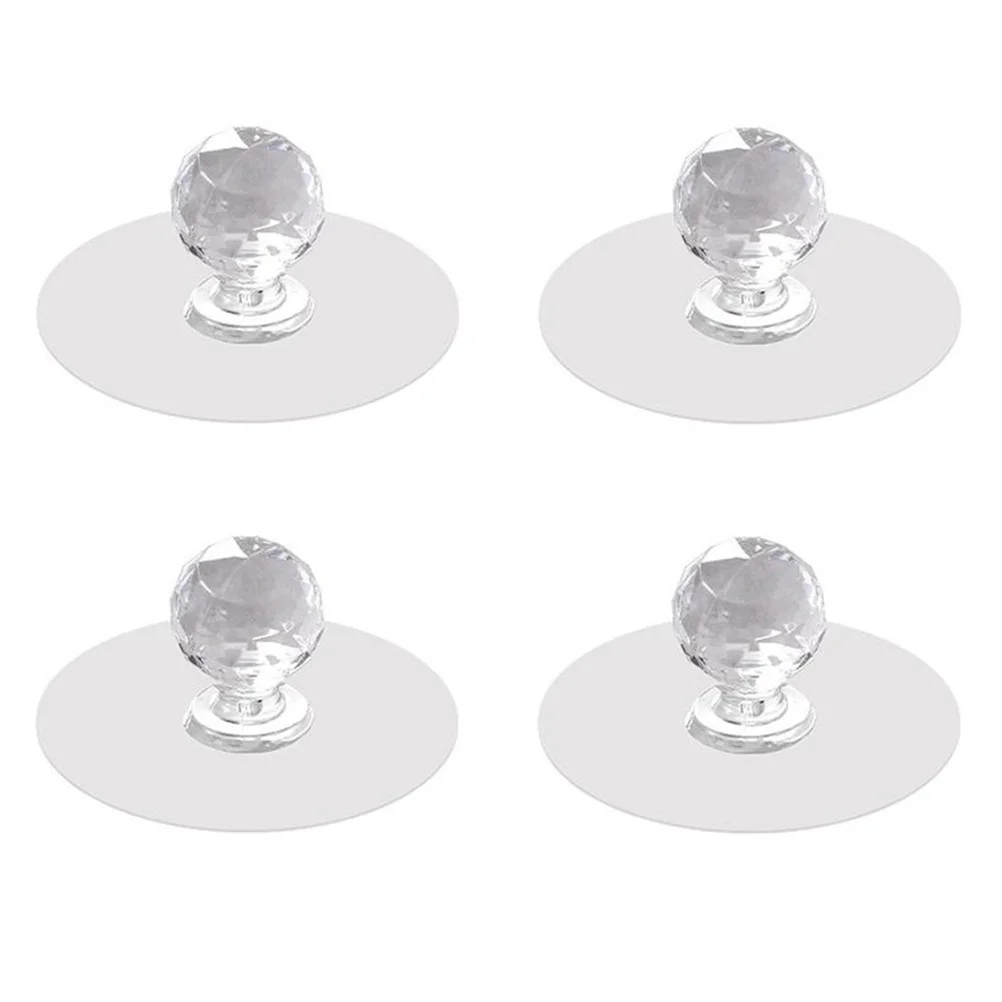 

4Pcs Transparent Sticky Cabinet Door Pull Handles Punch-Free Round Pull Knobs Adhesive Wardrobe Drawer Knobs Clear Furniture