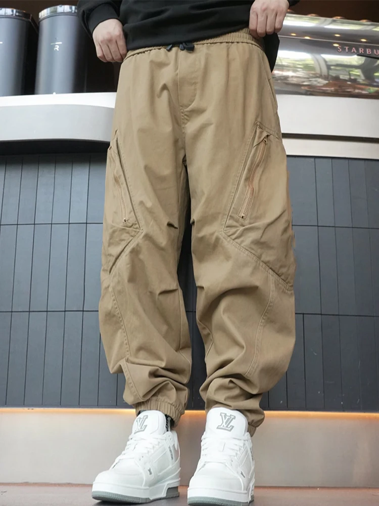 American Style Outdoor Work Pants Men's Winter Fashion Trend Zipper Cuffed Loose Casual Pants Youthful Handsome Daily Wear