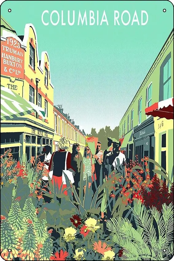 Cartel de carretera de Columbia del mercado de flores, cartel de lata de Metal divertido para el hogar, Cocina, Bar, habitación, decoración de garaje