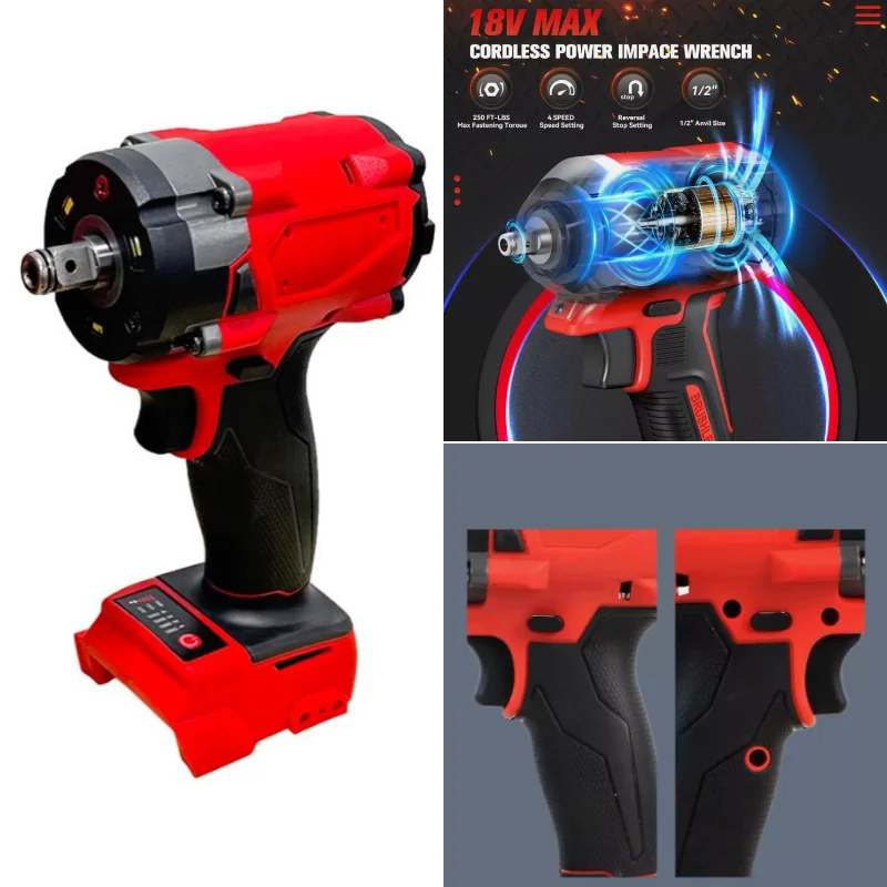 

Бесщеточный ударный гайковерт для аккумулятора Milwaukee 18 В, электрическая отвертка 1/2 дюйма, ремонтная аккумуляторная отвертка, ударная дрель, ударный гайковерт