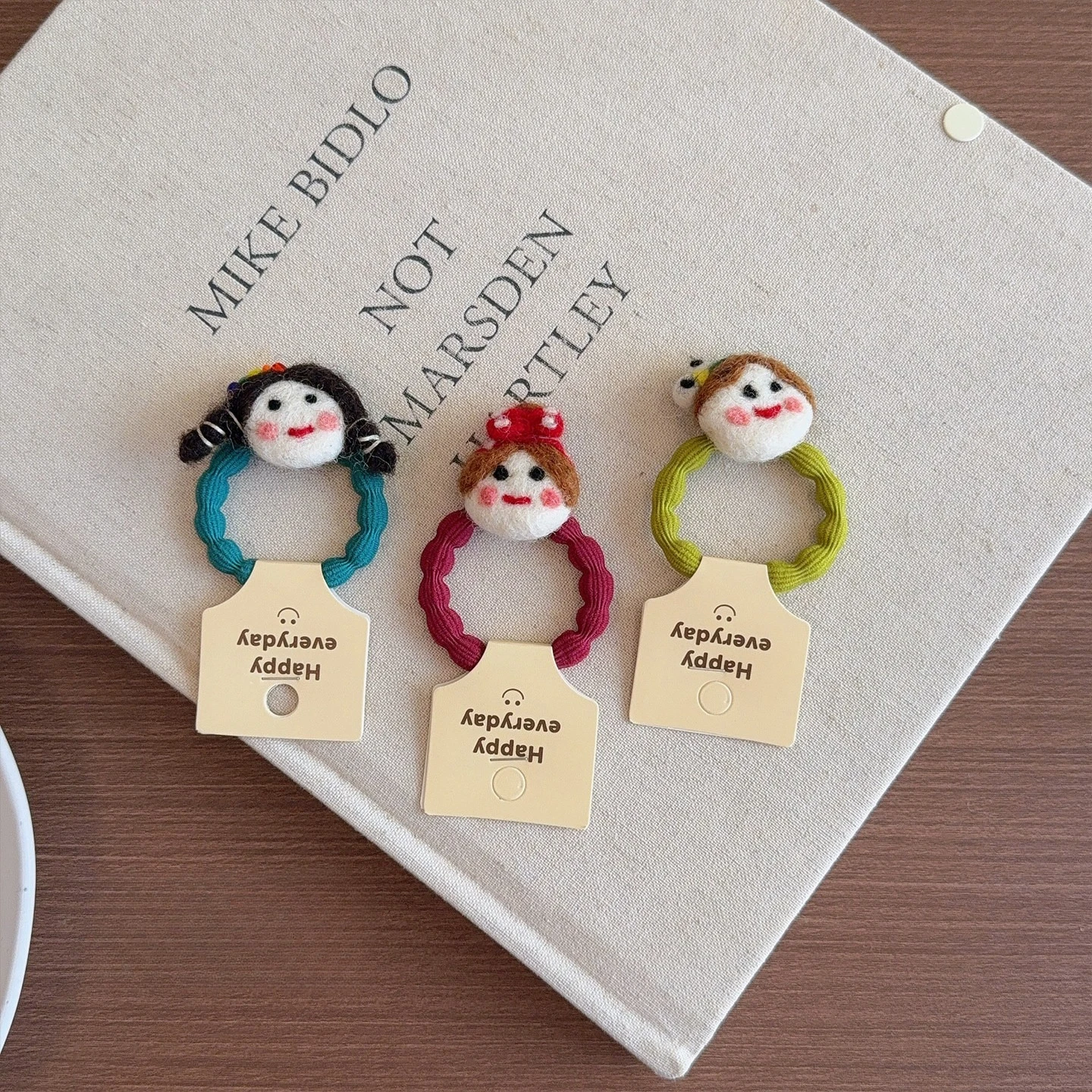 Hair Scrunchies Girls Cute Cartoon Wool Felt Doll Soft Plush High Elastic Thickened Ponytail Bun Daily School Travel Lightweight