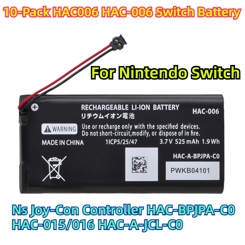 

For Nintendo Switch Ns Joy-Con Controller HAC-BPJPA-C0 HAC-015/016 HAC-A-JCL-C0 10-Pack HAC006 HAC-006 Switch Battery