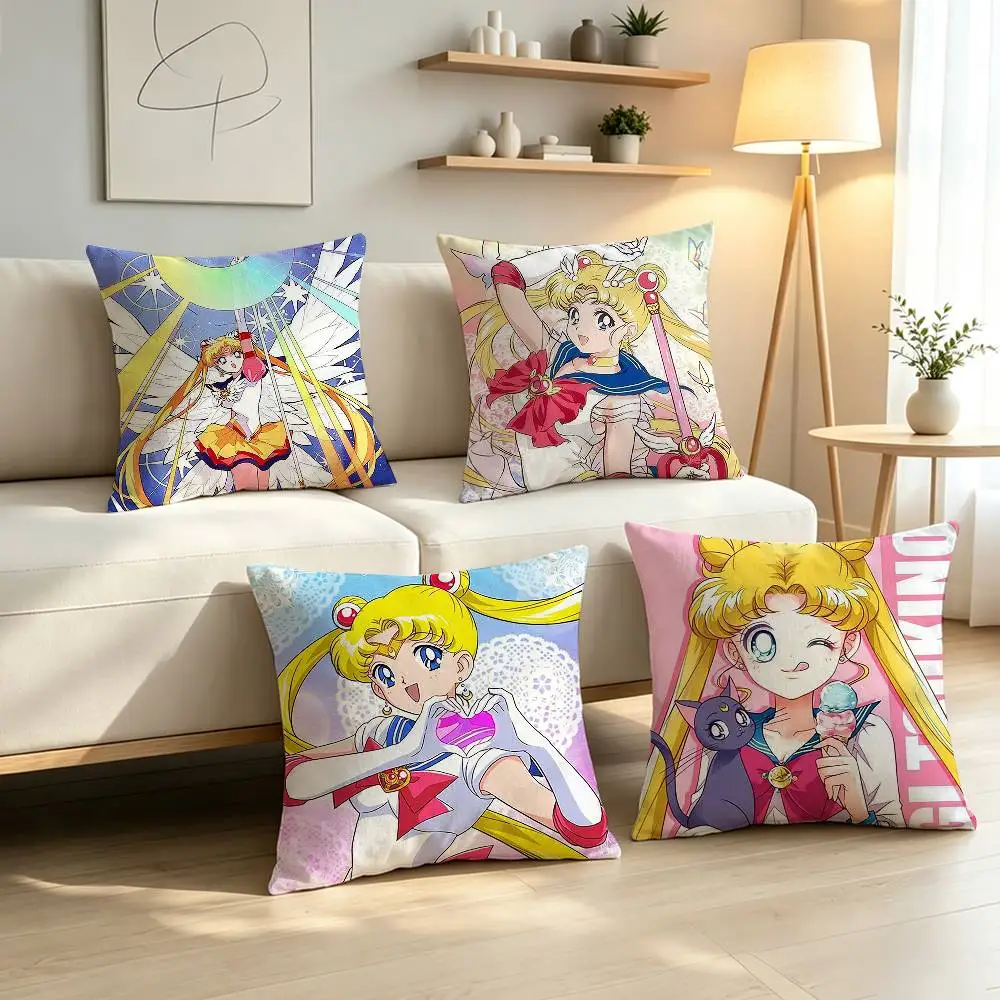 Magical Girl S-Sailor Moon  Pillow Case Pattern Printed Pillowcase For Living Room Sofa Cushion Cover