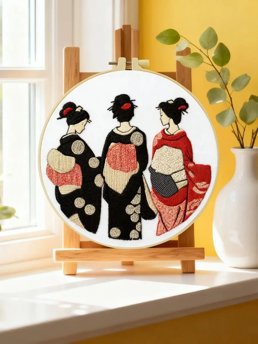 1 Stück 20X20CM/15X15CM 7,87/6,3 Zoll Stickerei-Starter-Kit für Frauen DIY-Kit DIY-Stickerei-Set Handarbeiten Nadelkunst Heimdekoration – Detail 6