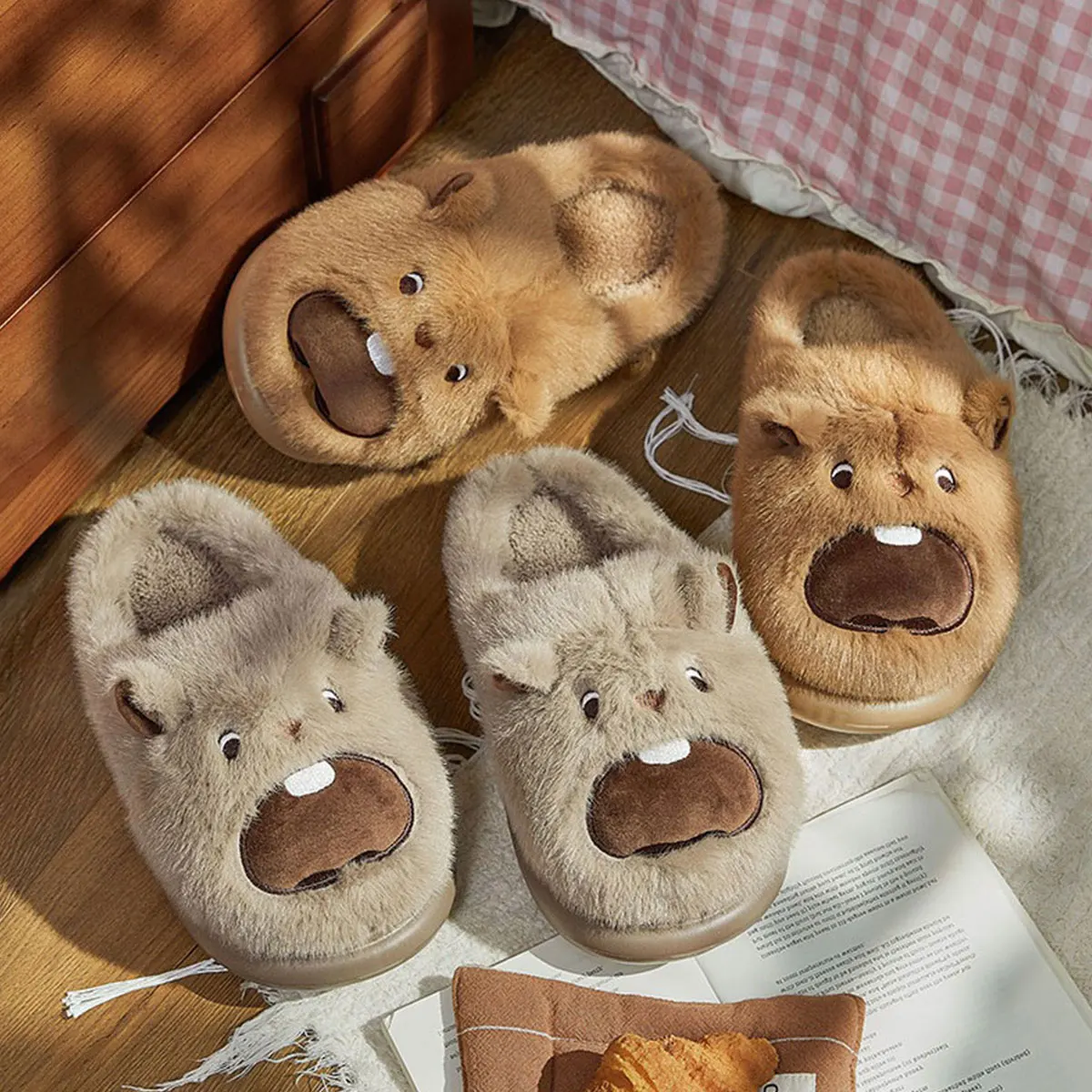 النمل الحب الخريف والشتاء جديد الكرتون لطيف جرذ الأرض زوجين نمط الرجال والنساء نعال من القطن للمنزل وملابس خارجية للتدفئة #6