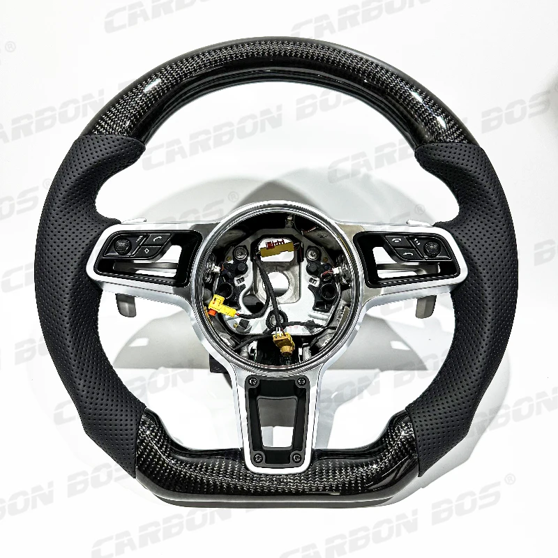 Sporty Carbon Fiber Car Steering Wheels Suitable for Porsche 911 992 998 Panamera Cayman Taycan Tayenne Macan Boxster Black