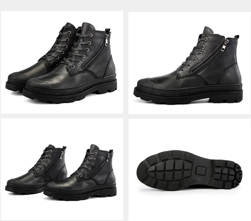 Men's Winter Boots,Handcrafted Retro Men's Boots,Genuine Leather Men's Winter Shoes, Spring and Autumn Men's Ankle Boots