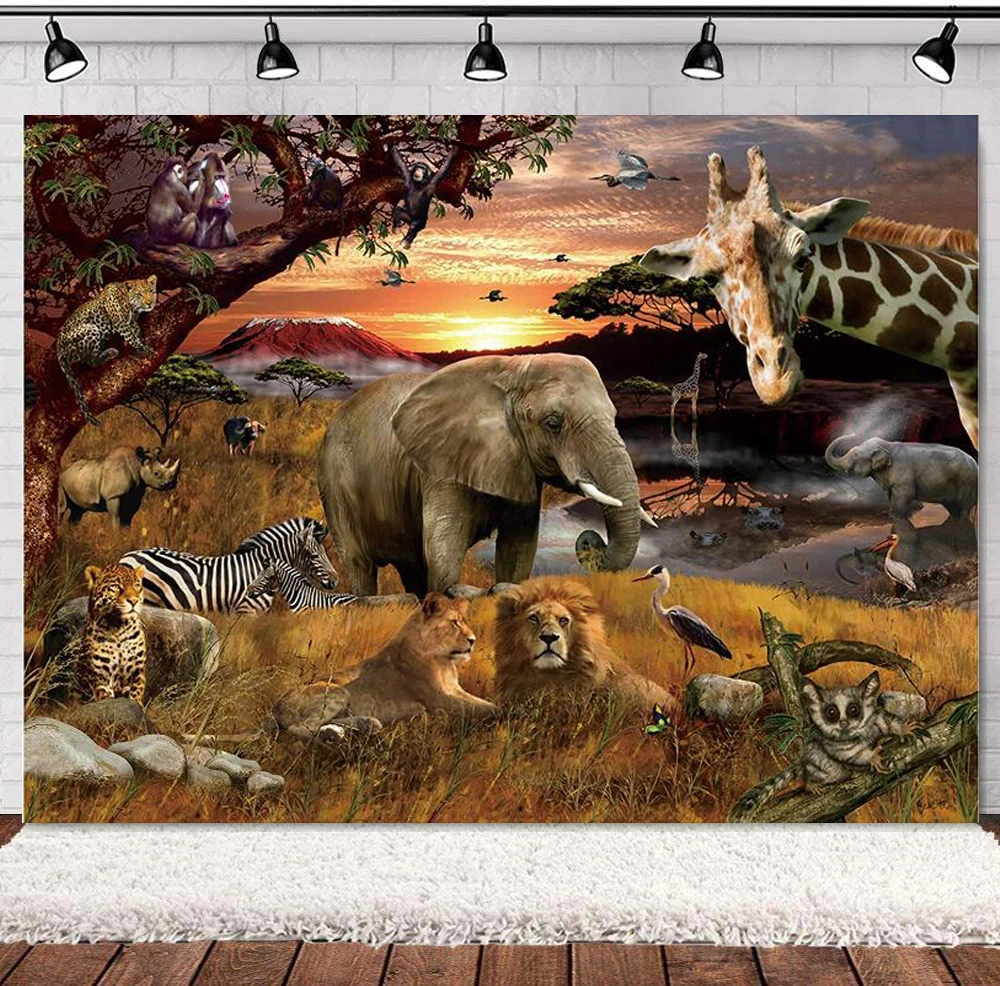 

Photography Backdrop Tropical African Forest Jungle Safari Scenic Large Banner Studio Background Photobooth Props Poster