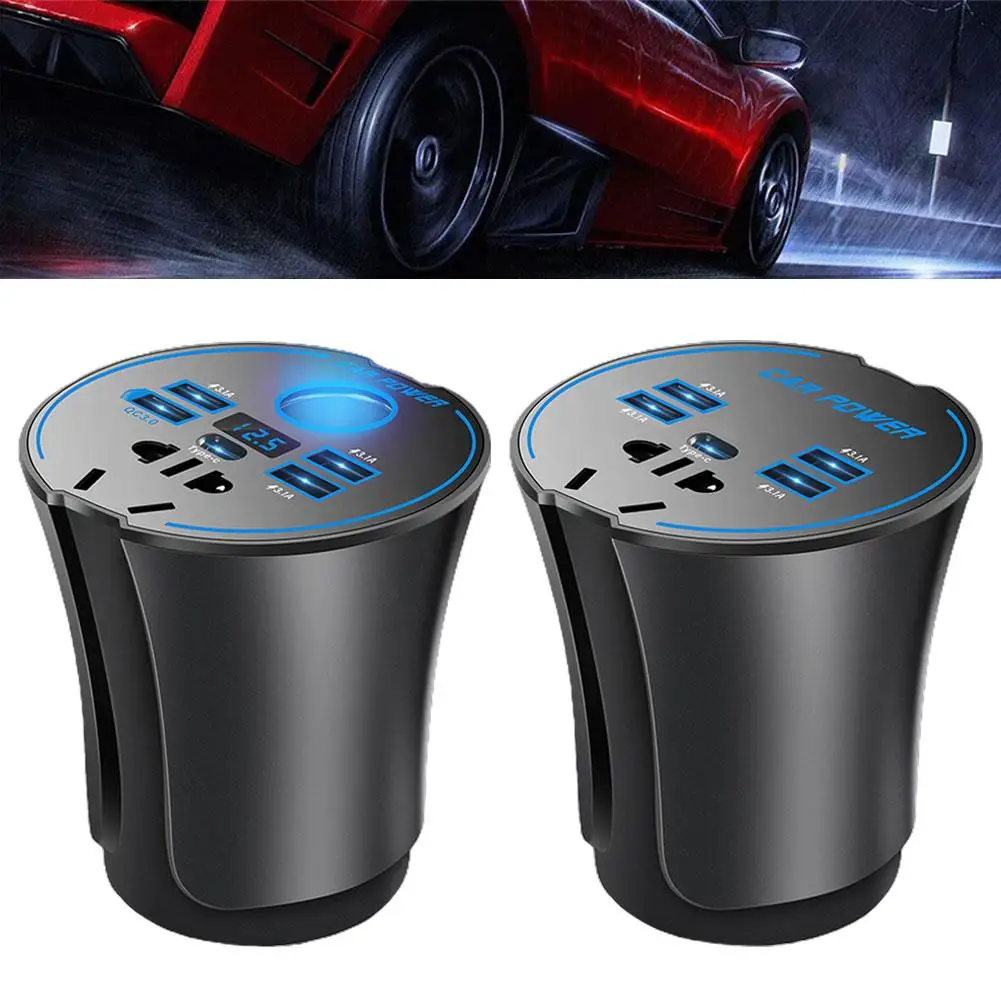 Car Inverter Digital Display Car Adapter Charging Converter Plug Cigarette Socket Power Fast Lighter 12v24v-220v Charger Ca T2s6