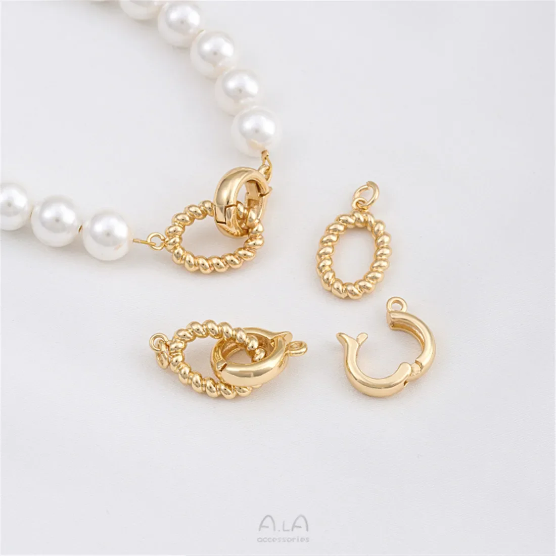 14K الذهب حقيبة العجين المقلي التقلبات زر اللؤلؤ المستديرة زر مستدير اليدوية عقد دي اي واي اكسسوارات نهاية زر الملحقات B991 #5