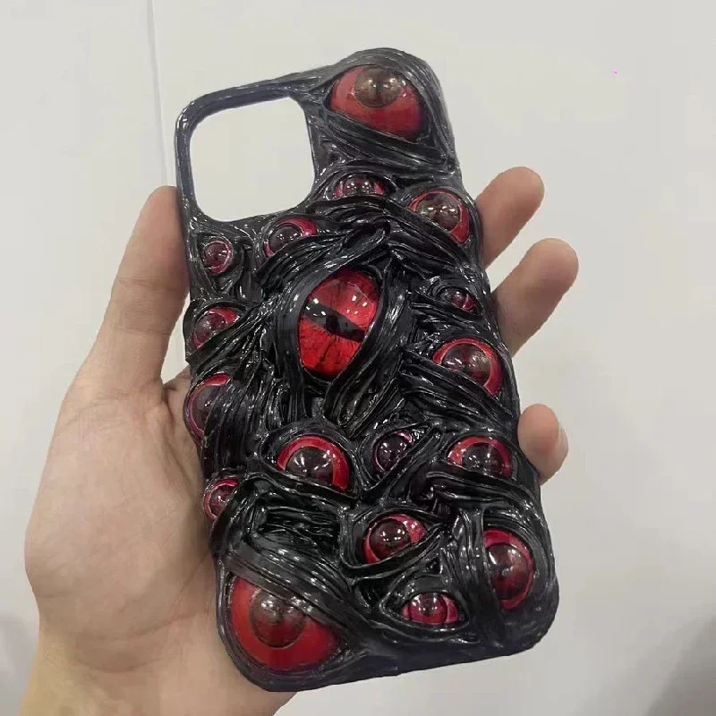 4005 Original Handmade Customized IPhone Case 3D Cthulhu Eyes Horror Gothic Punk Dark Cthulhu Halloween Gift Cell Phone Case