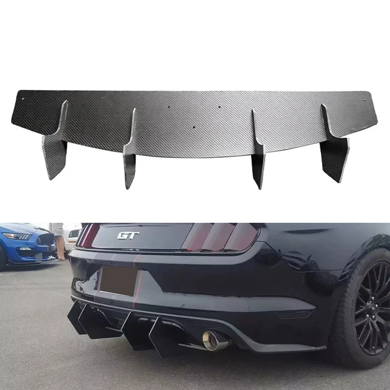 AC Style Carbon Fiber Fibre Rear Bumper Splitter Lip Diffuser For Ford Mustang 2018-2022