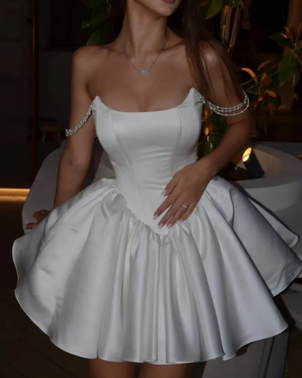 

Customized Exquisite Matching Charmeuse Pleat Beading A-line Strapless Mini Dresses Bespoke Occasion Dresses Sizes Available