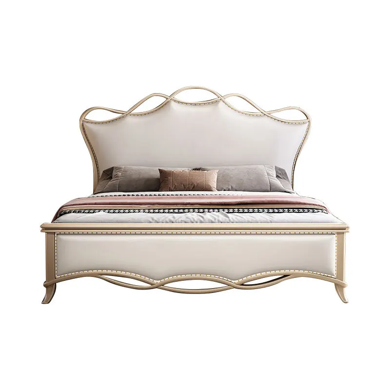 

American style, light luxury, solid wood bed, modern, simple, master bedroom, cream style, double