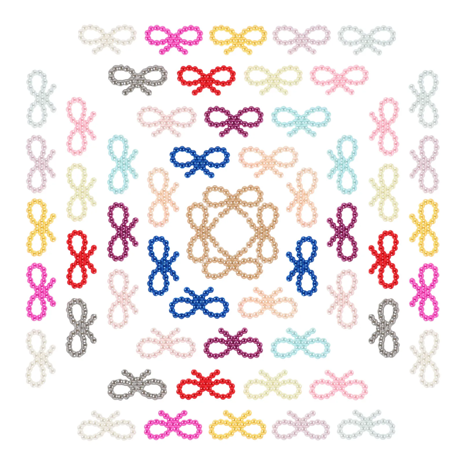 

100 шт. полых бантиков с имитацией жемчуга, мини-бантики с жемчужными элементами для декора, украшения для свадеб, нейл-арта, одежды, аксессуары для рукоделия, DIY, упаковка