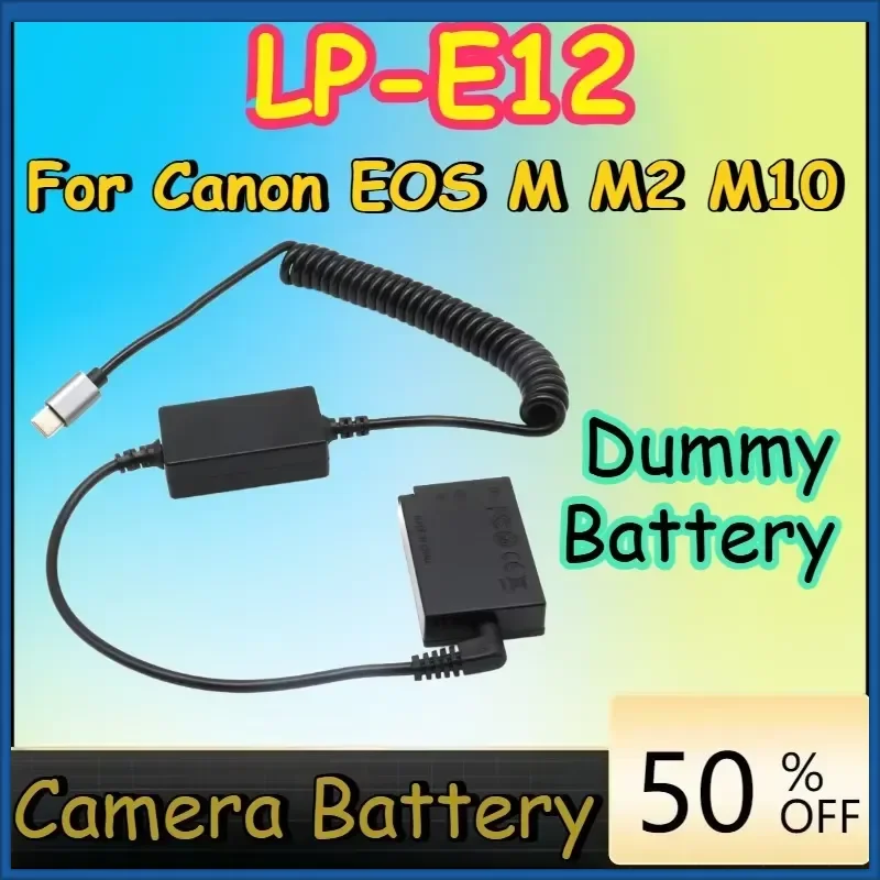 LP-E12 LPE12 USB TYPE-C Cable Battery DR-E12 PD Adapter for Canon EOS M M2 M10 Dummy Battery