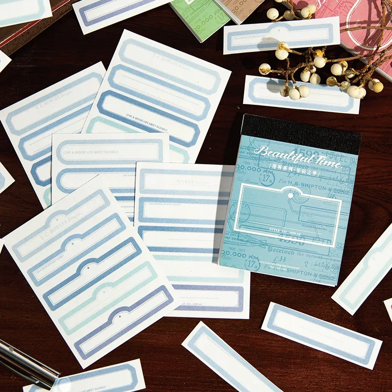 レトロな収集ラベル,収集品,星空の材料,長方形のフレーム,スクラップブッキング,手動元帳,85mm x 65mm, 30個