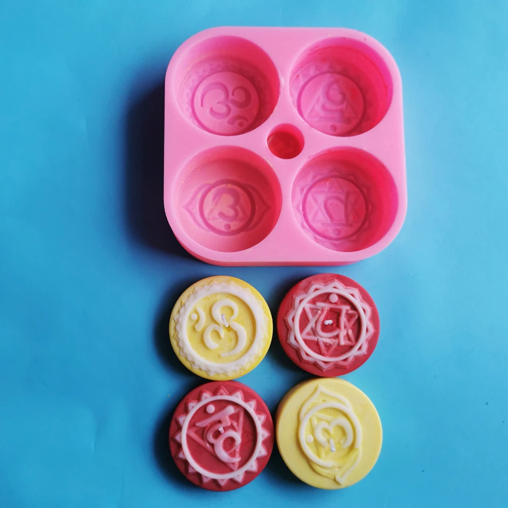 Diy candle making molds Latest unique Soap Silicone Mold with Symbols Round Chakras Silicone Moulds