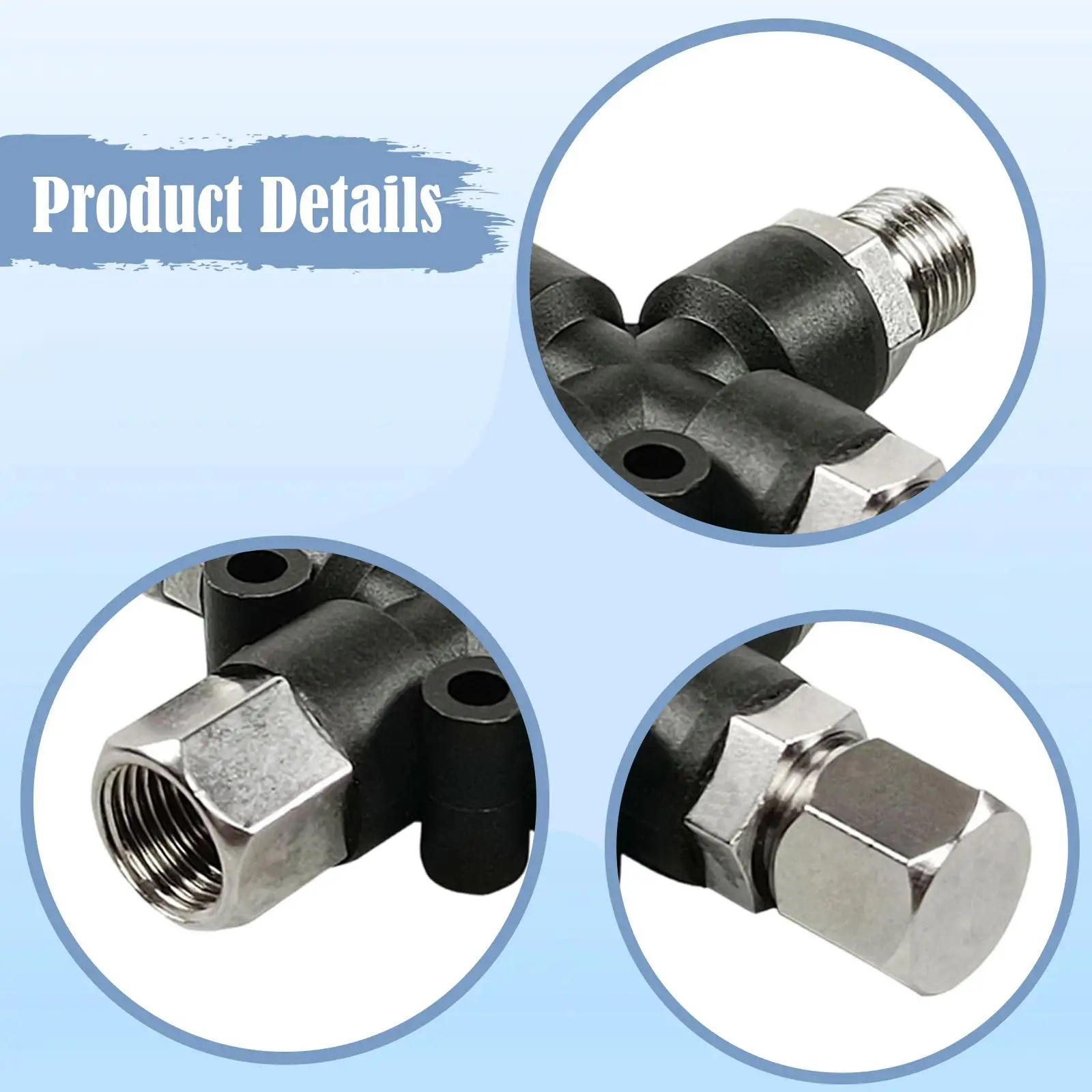

Universal 3 Way Air Hose Splitter Sturdy Lightweight Fitting with Pugs Efficient Accessory for Air Pump Tools