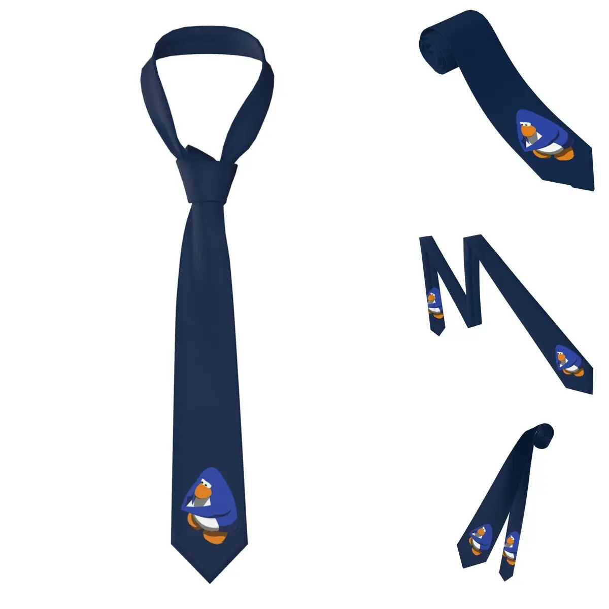 Club Penguin Boi Necktie for Men Silk Polyester Slim Neck Ties Party Business Tie Casual Gravatas