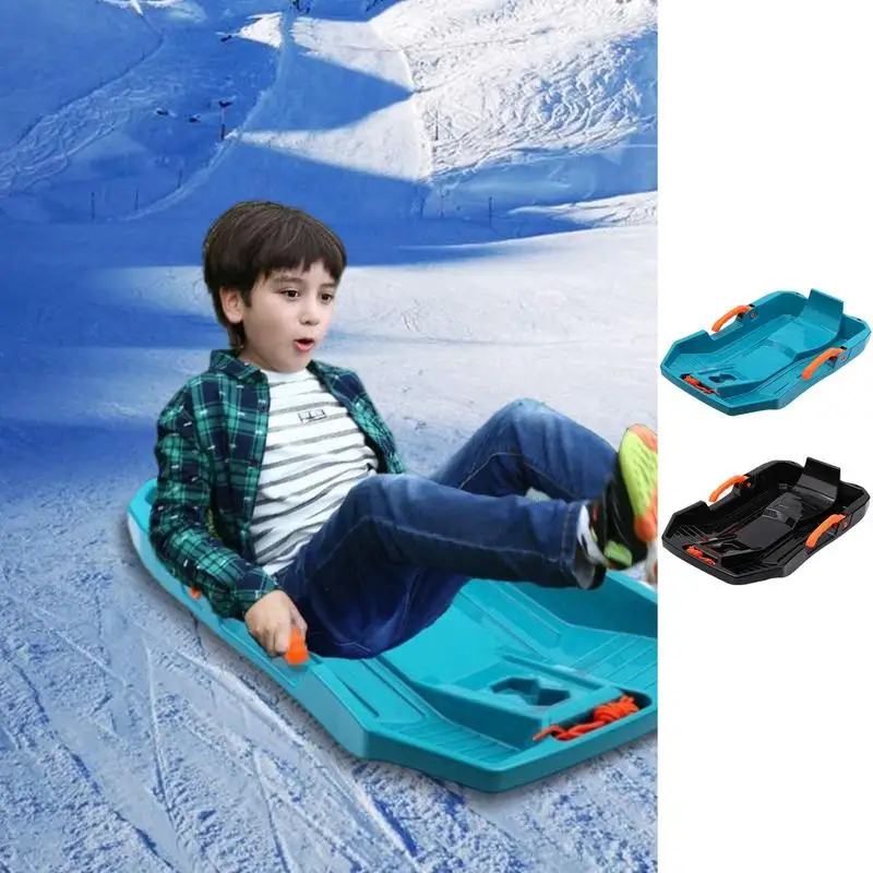 Snow Sled For Kids Snow Slider Built In Brake System Pull Rope Handle Grips Flexible Kids Toddler Toboggan Snow Sled Built In