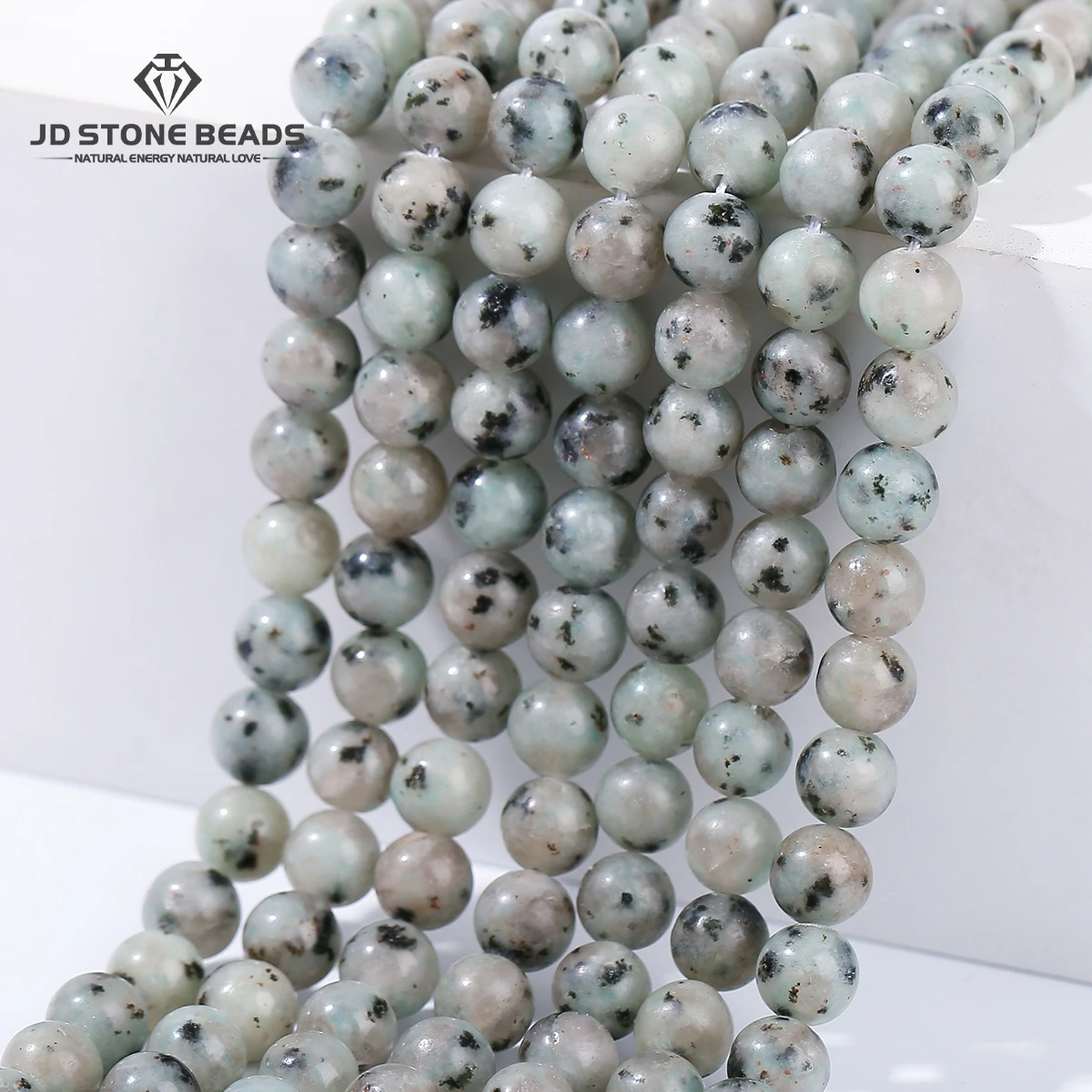 Natural Sesame Stone Kiwi Jasper Bead Round Loose Spacer 4 6 8 10 12mm for Jewelry Making DIY Bracelet Necklace Accessory 15