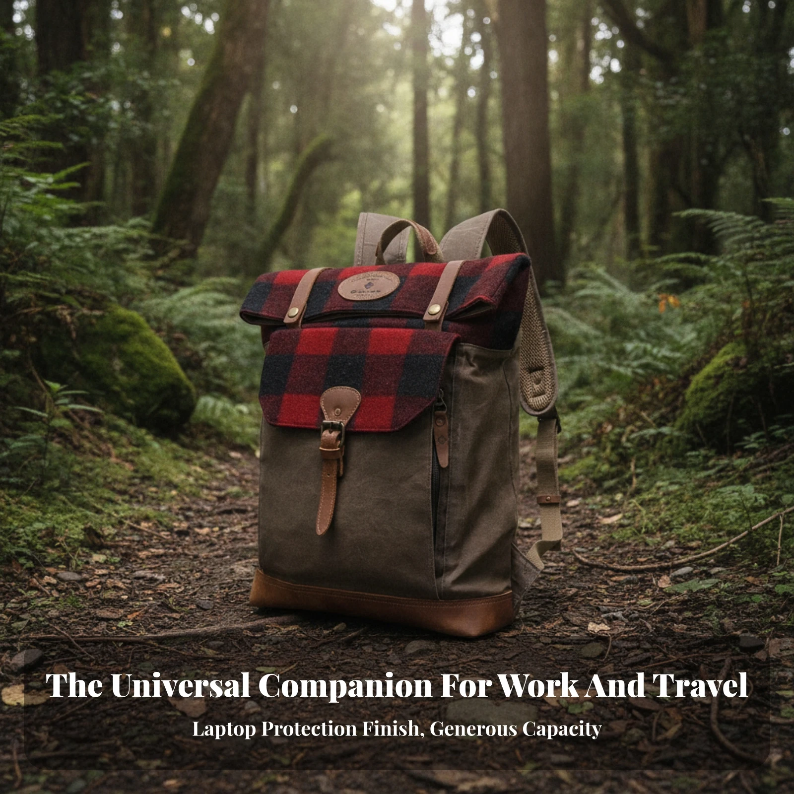 Canvas Backpack with Leather Trim Oil-Waxed Canvas Backpack Rucksack Padded Bag Secure for Travelers, Hiking, Trekking